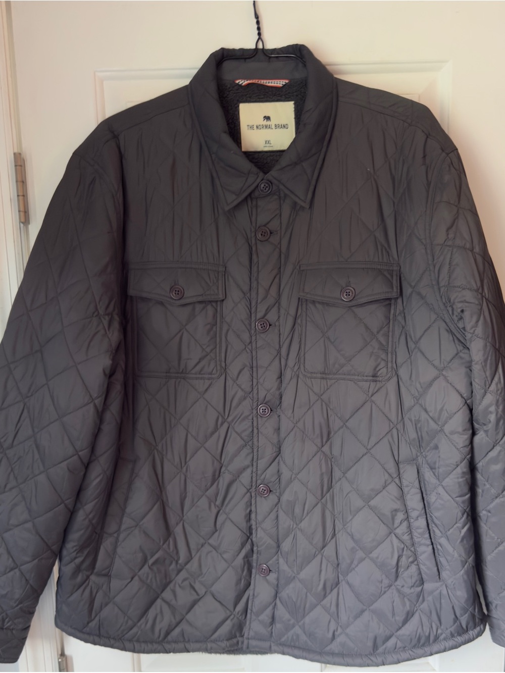The Normal Brand Quilted Shirt Jacket in Charcoal Gray